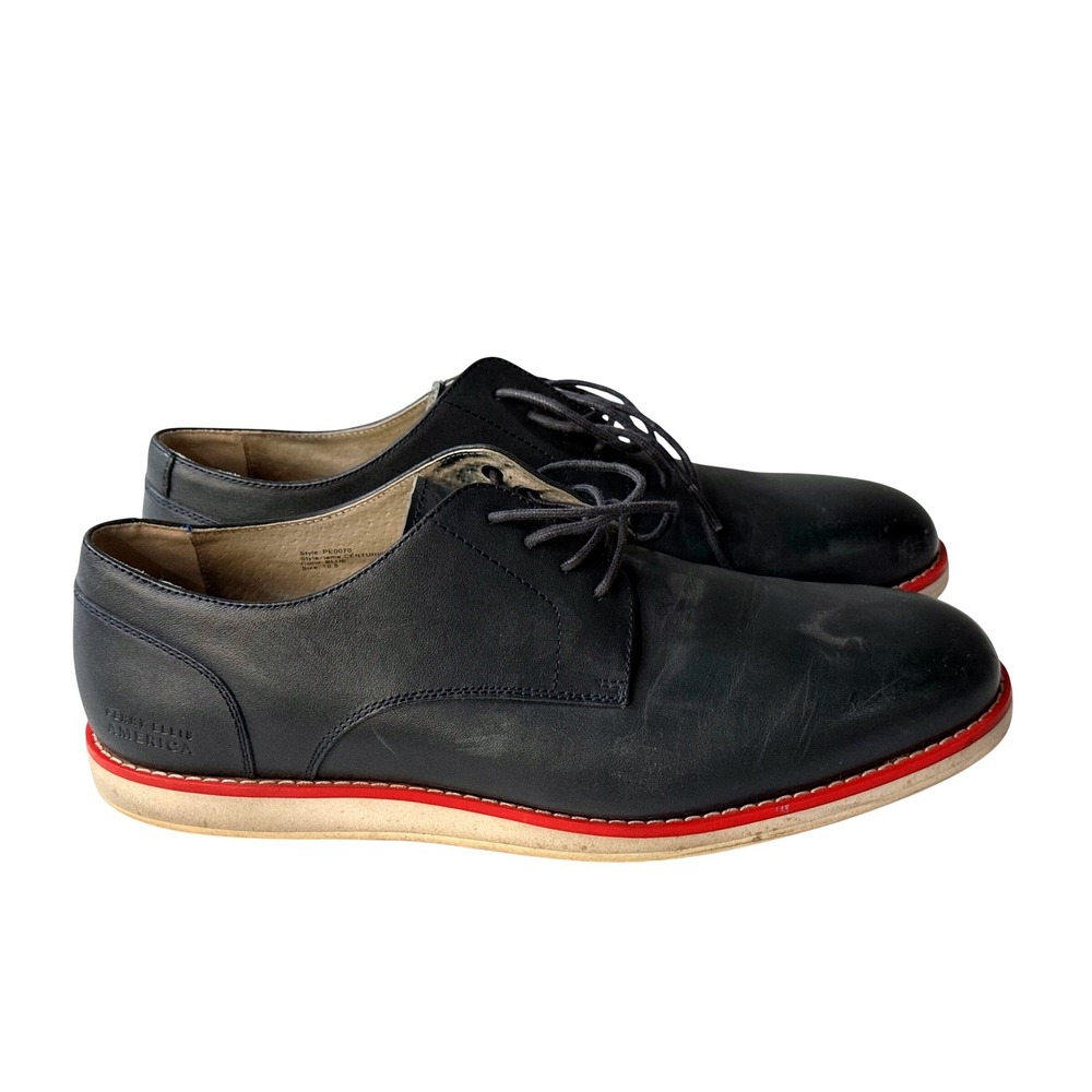 Perry Ellis America Centurion Mens 10.5 Navy Blue Leather Plain Toe Oxford